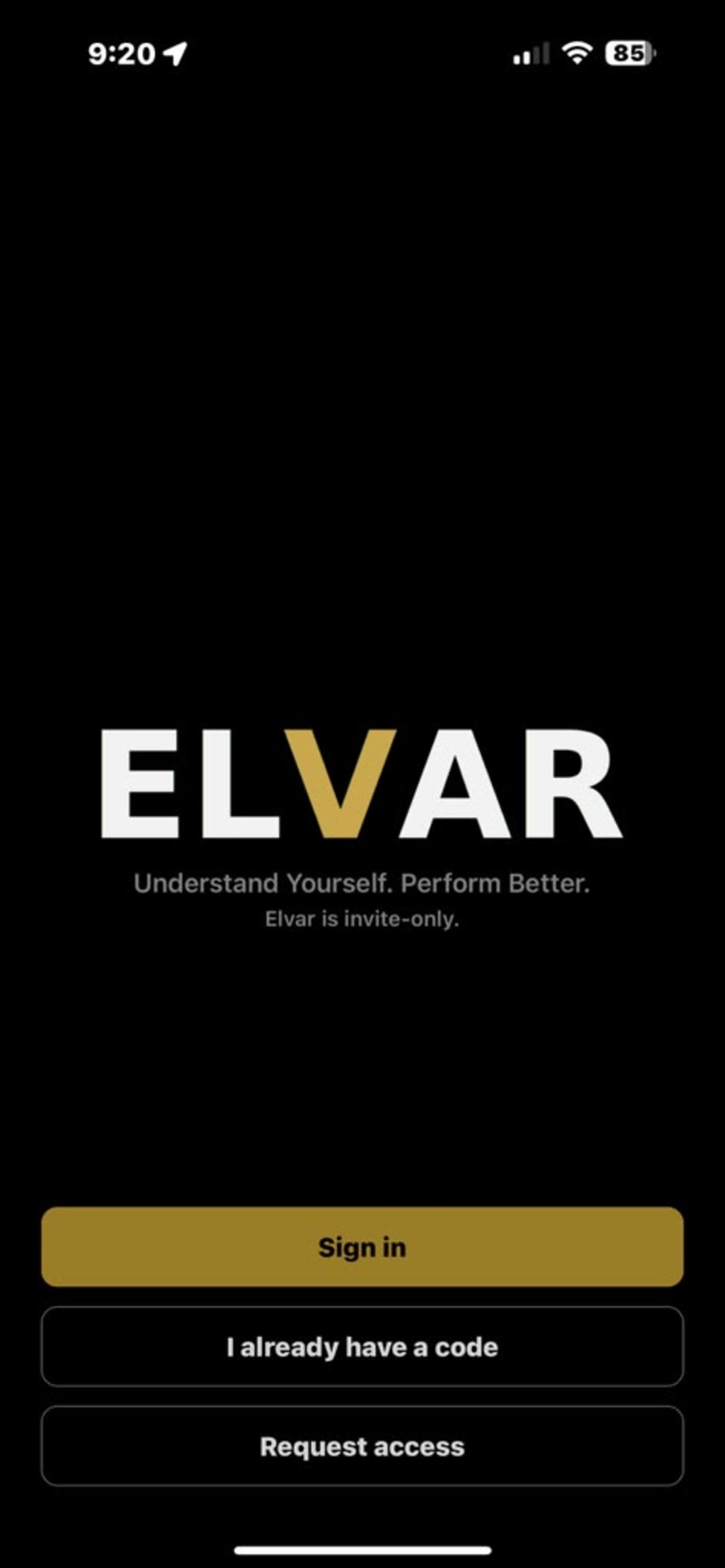 Elvar iOS app welcome screen