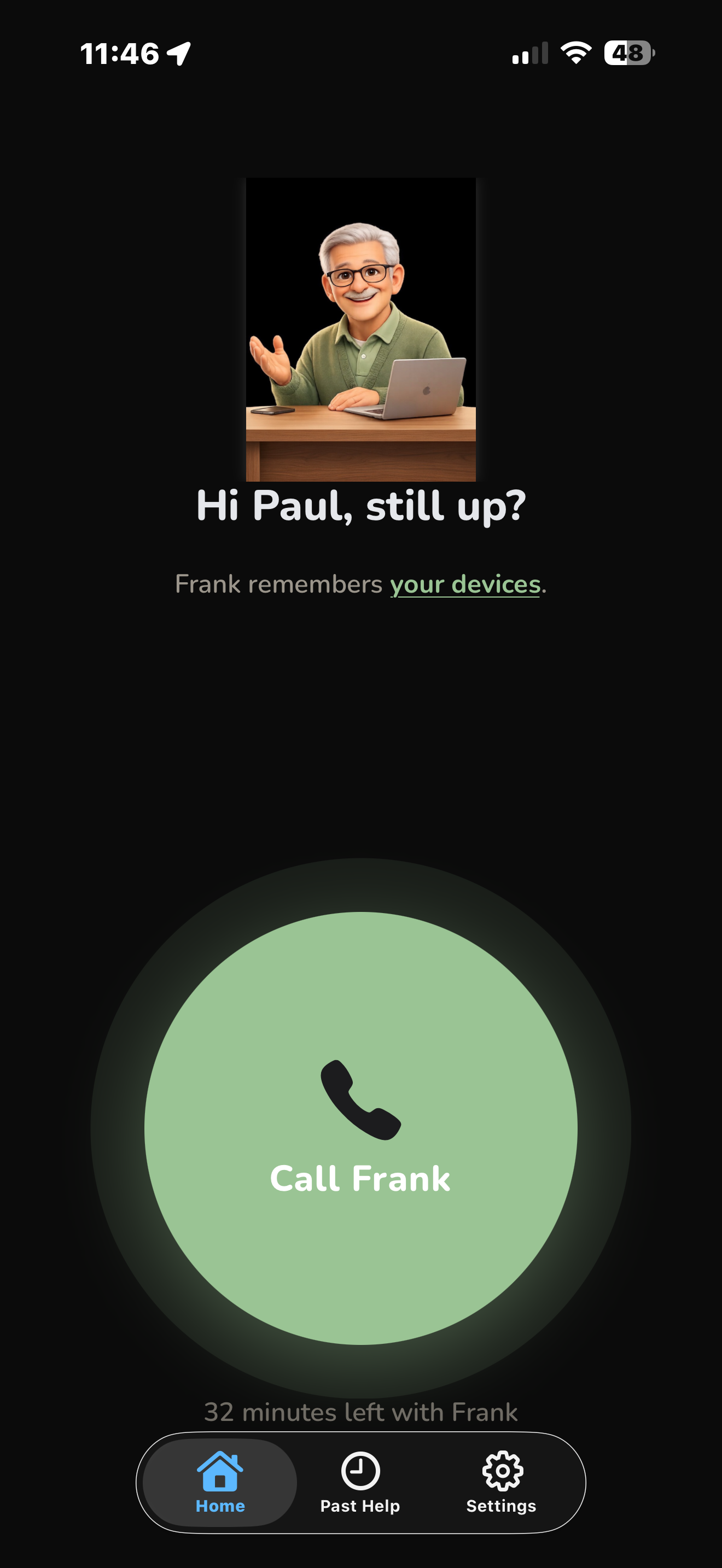 Fixit Frank iOS app home screen